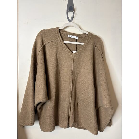 ZARA Women’s Cotton Polyamide Blend| Long Sleeve Tan | Size S New With Tags READ - Picture 2 of 14